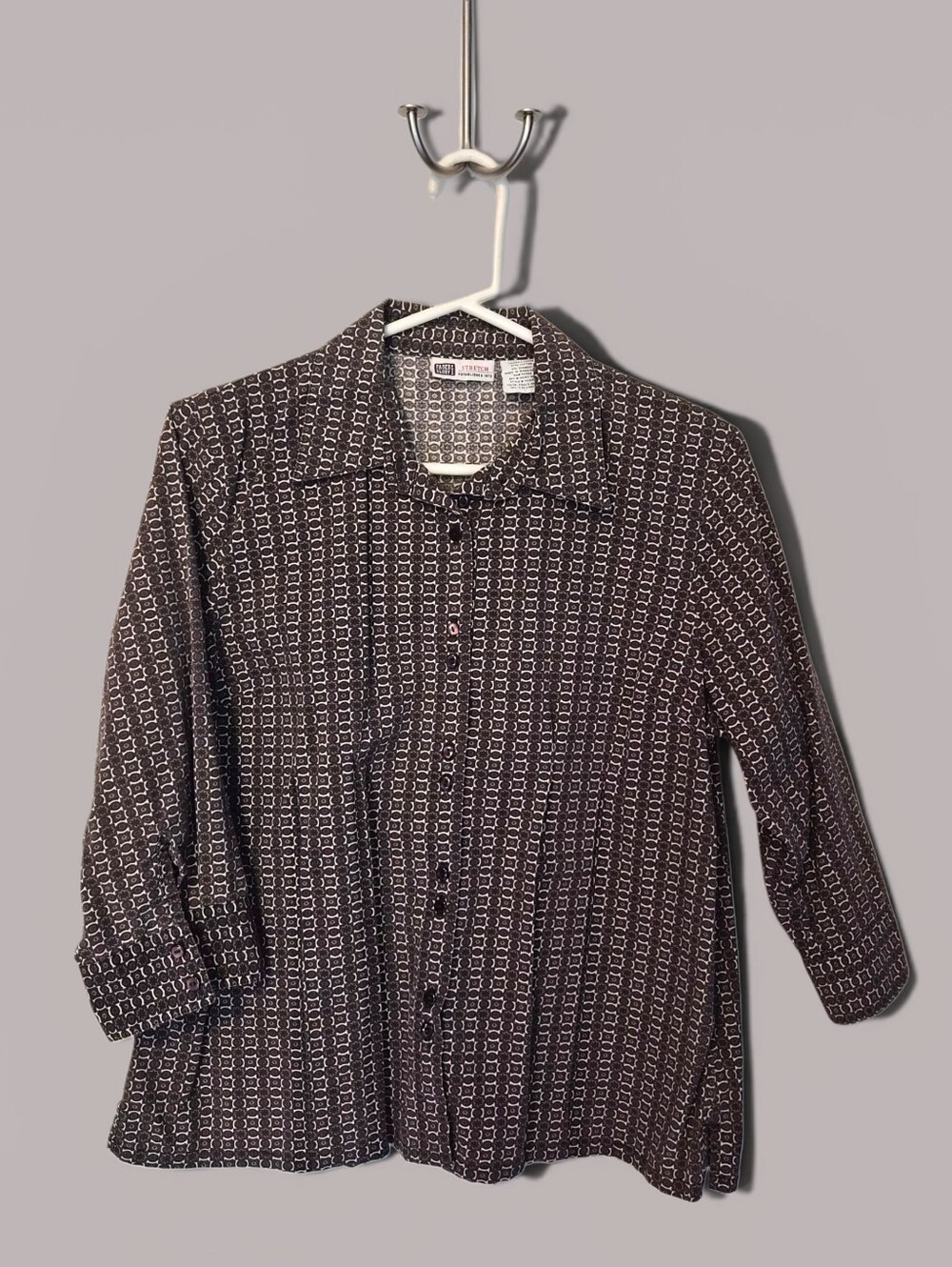 Vintage Faded Glory Women's Large 3/4 Sleeve Collared Shirt L